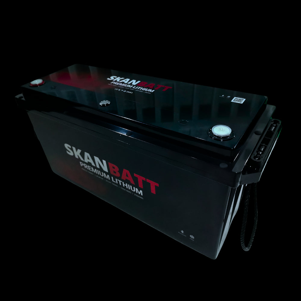 SKANBATT Premium Lithium - 24V 100Ah 100A BMS - 502x186x242mm - Bluetooth - Heat - 8 Års garanti