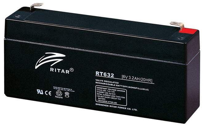 RITAR AGM Batteri 6V 3,2AH (134x35x61mm) F1 - Image 1