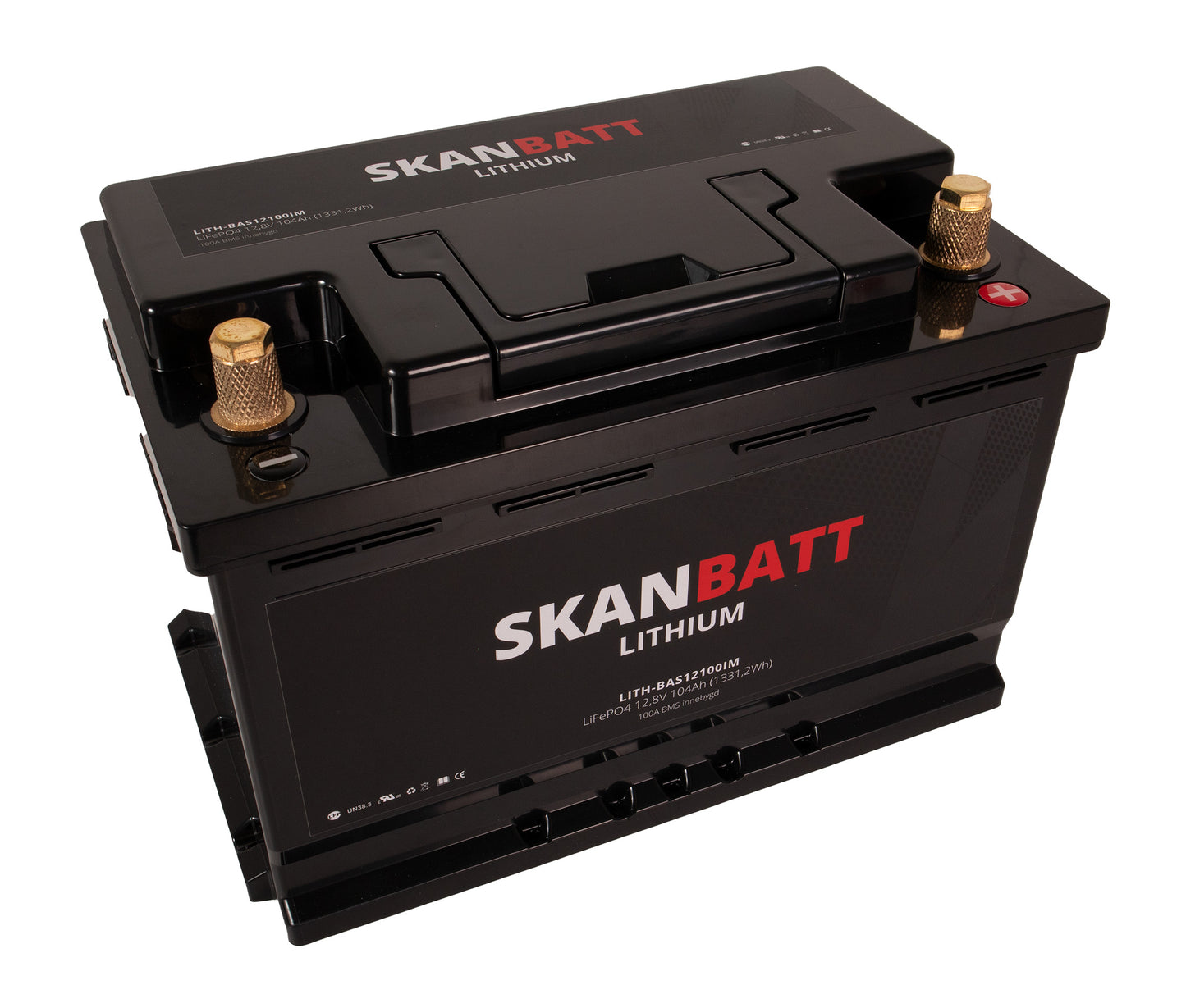 Skanbatt Lithium Batteri 12V 104Ah 100A Bms (279X175X190Mm)