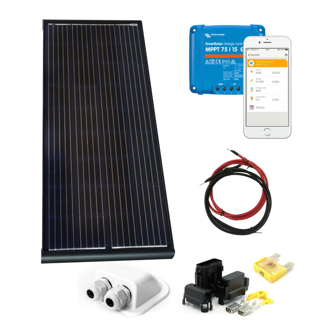 Skanbatt 158X51 - 150W Black Aero Komplett Kit Med Victron Bt Mppt - Slim