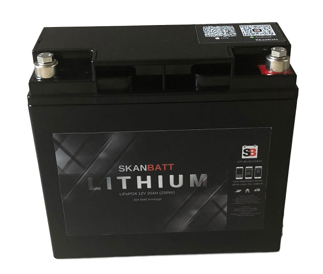 SKANBATT Bluetooth Lithium Batteri 12V 20AH 30A BMS - Image 1