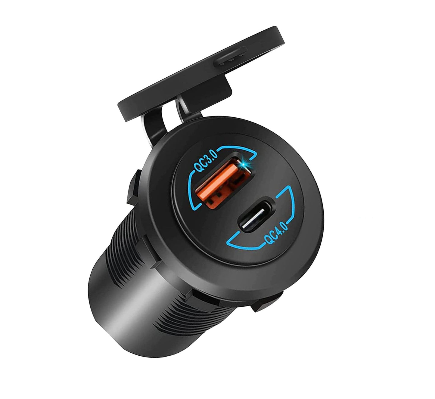Stikkontakt/Sigarettenneruttak Innfelt rund USB-A og USB-C - Image 1
