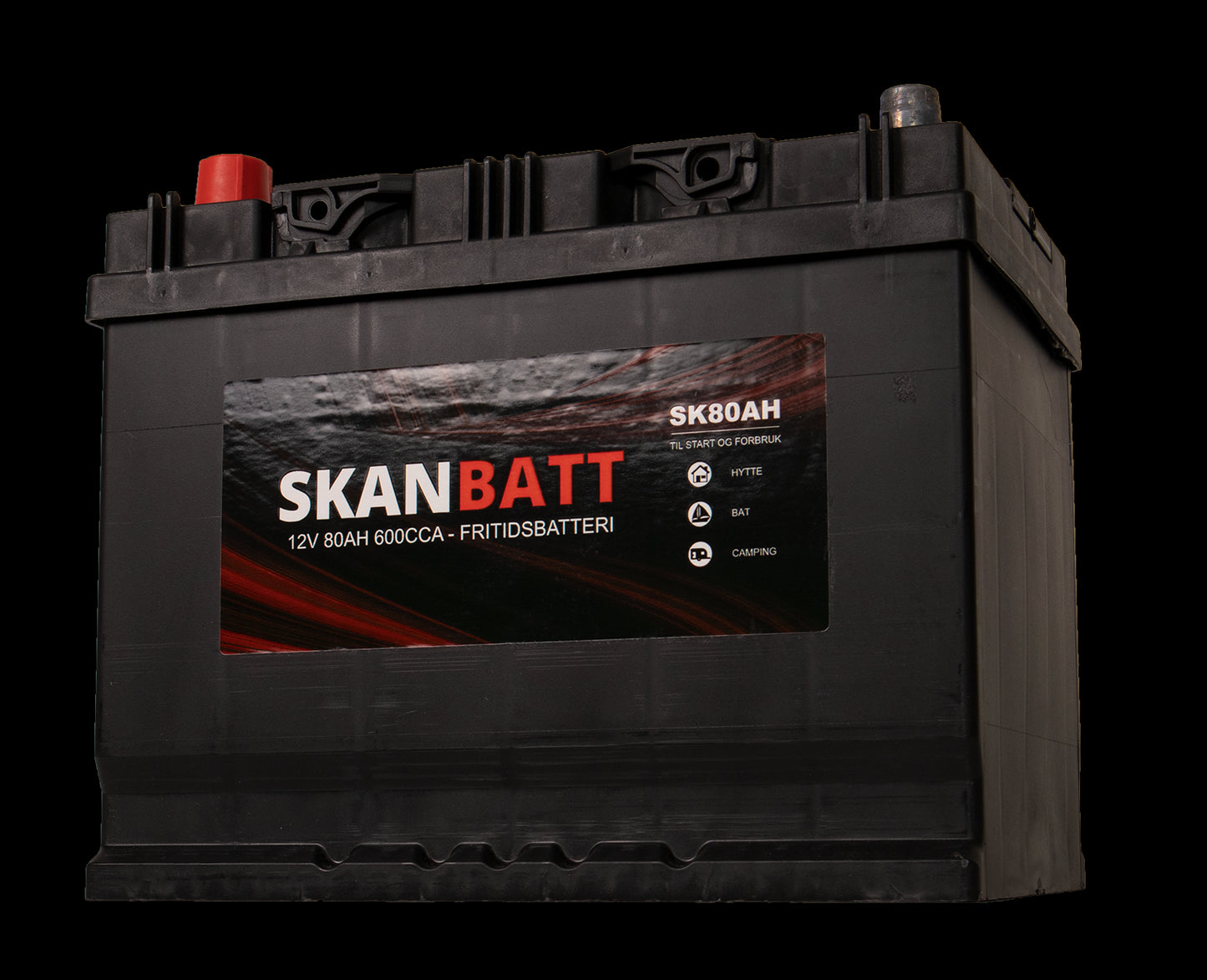 SKANBATT Fritidsbatteri 12V 80AH 600CCA (256x174x205/225mm) +venstre - Image 3