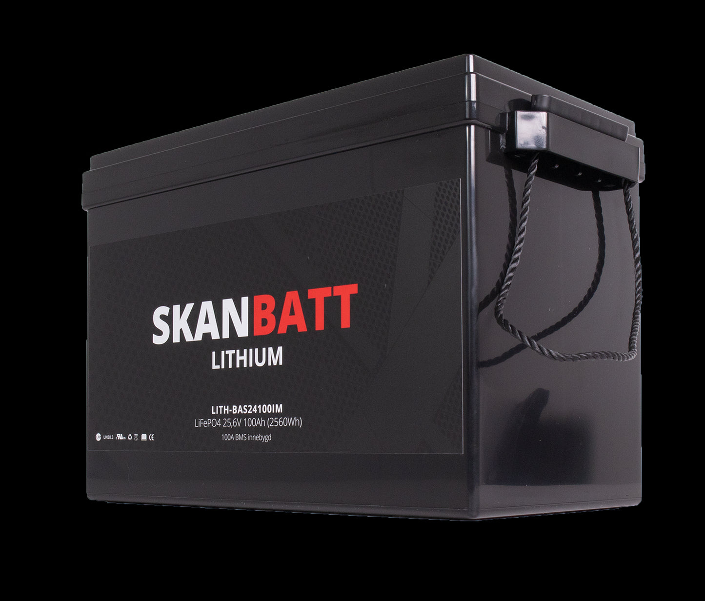 SKANBATT Base Lithium - 24V 100Ah 100A BMS - 330x175x220mm - 3 Års garanti