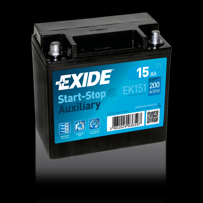 EXIDE AGM BATTERI 12V 15Ah 200 CCA (150x90x145mm) +Venstre