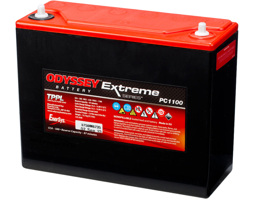 Odyssey Pc1100 Agm Batteri 12V 45Ah 500Cca (250X97X206Mm) +Høyre