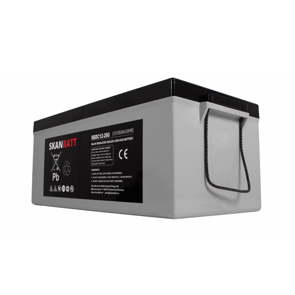 SKANBATT AGM Deep Cycle Batteri 12V 260AH C10 (520x268x220mm) +høyre