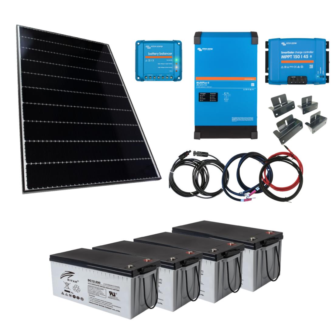 Skanbatt / Victron Kraftpakke 230V 5000Va - 2010W (6X335W) Solceller - Med Agm Batterier