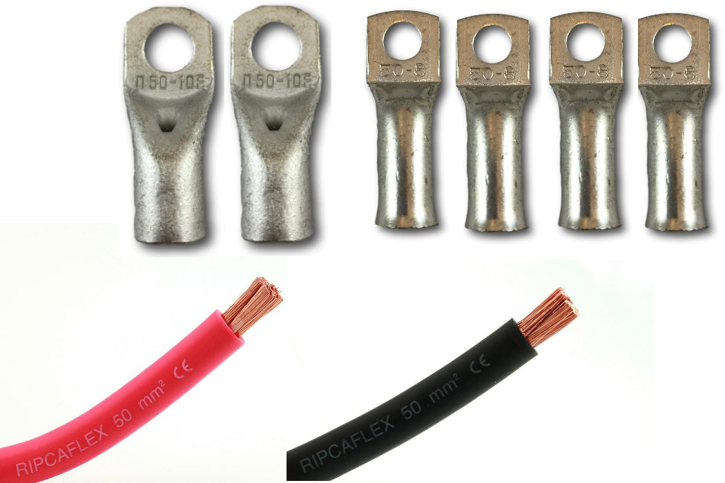 Kabel 2x50mm2 m/8mm 140CM lengde - kit - Image 1