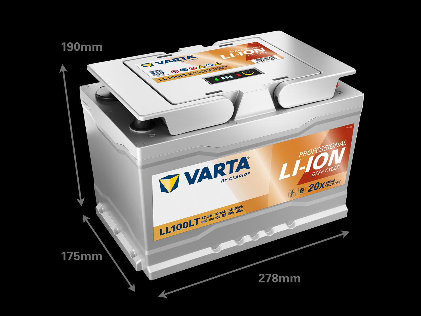 Varta Lithium Ll100Lt 12V 100Ah - Heat - Bluetooth (278X175X190Mm)