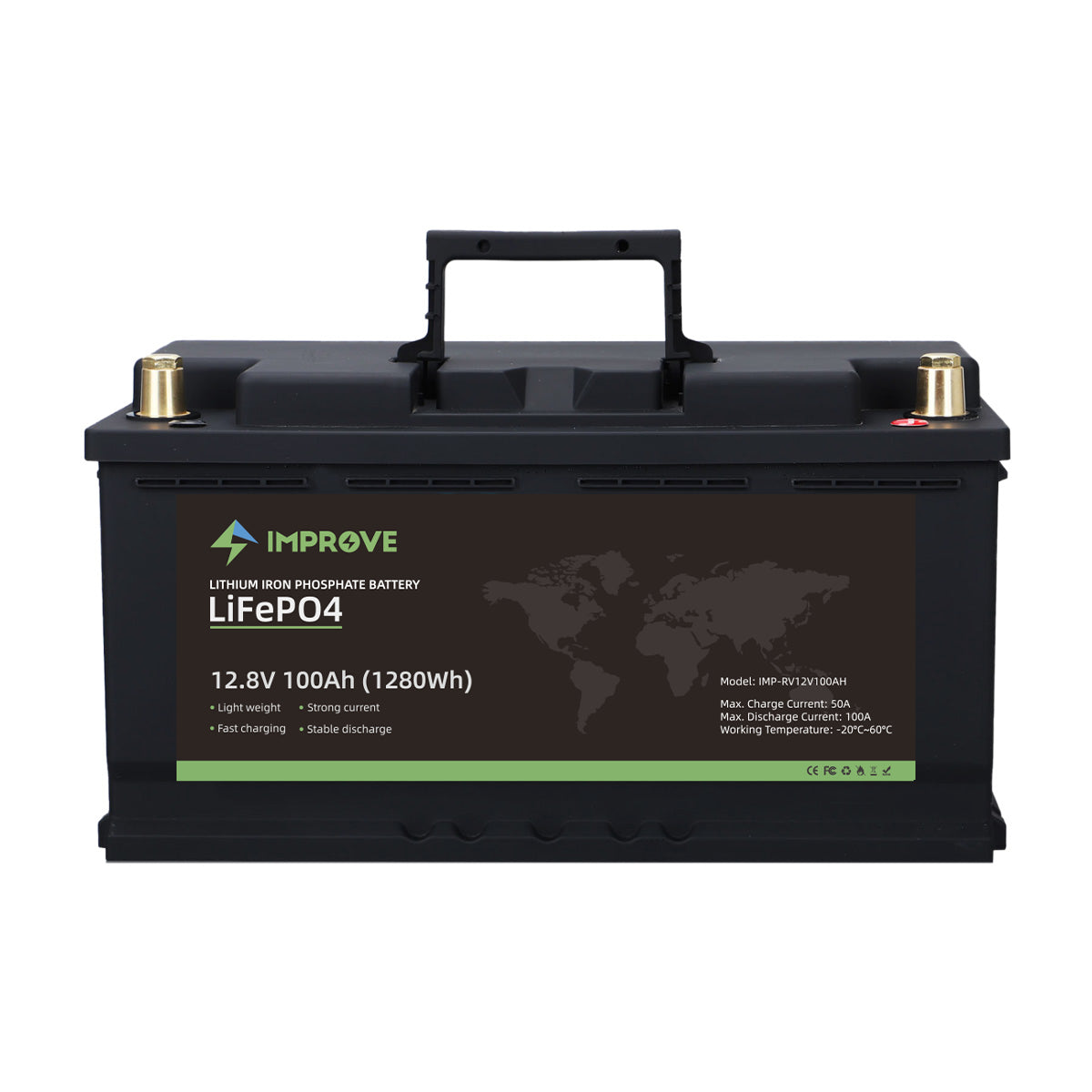 IMPROVE Lithium Batteri 12V 100Ah (LiFePO4) BMS 100A - BOBIL - Image 1