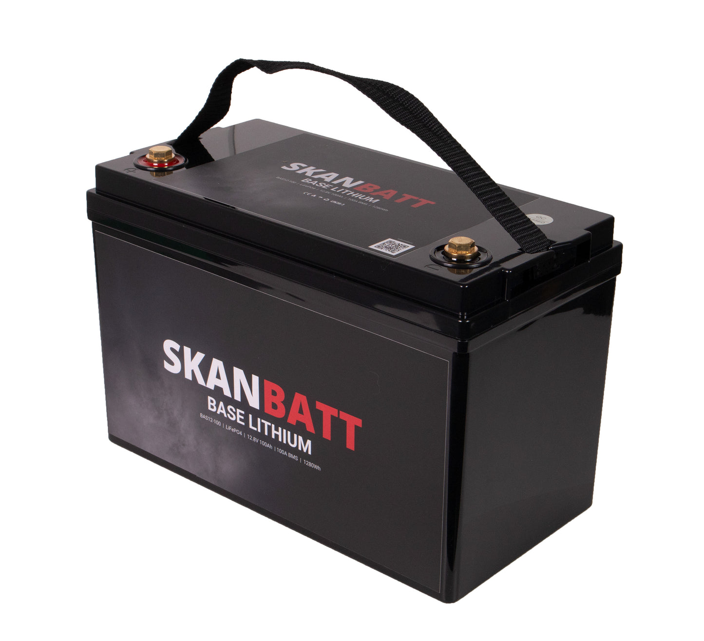 SKANBATT Base Lithium - 12V 100Ah 100A BMS - 326x173x215mm - 3 Års garanti