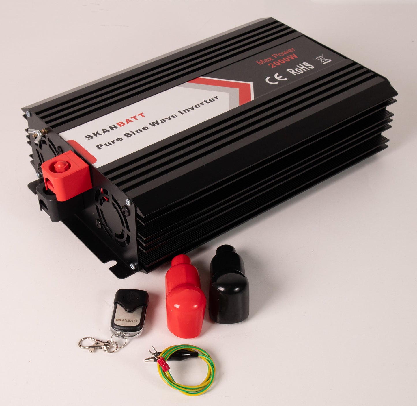 Skanbatt Inverter 12V 2000W Ren Sinus M/Trådløs Fjernkontroll