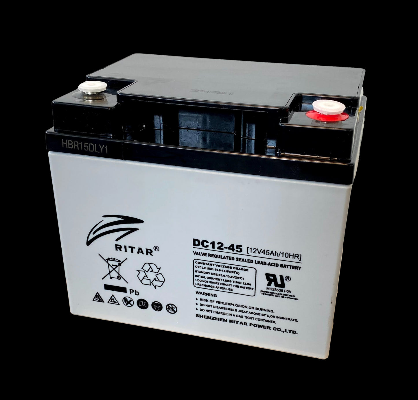 Ritar Agm Deep Cycle Batteri 12V 45Ah (197X165X169Mm) +Høyre