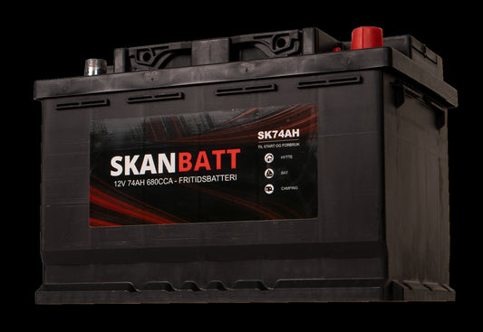 Skanbatt Fritidsbatteri 12V 74Ah 680Cca (278X175X190/190Mm) +Høyre