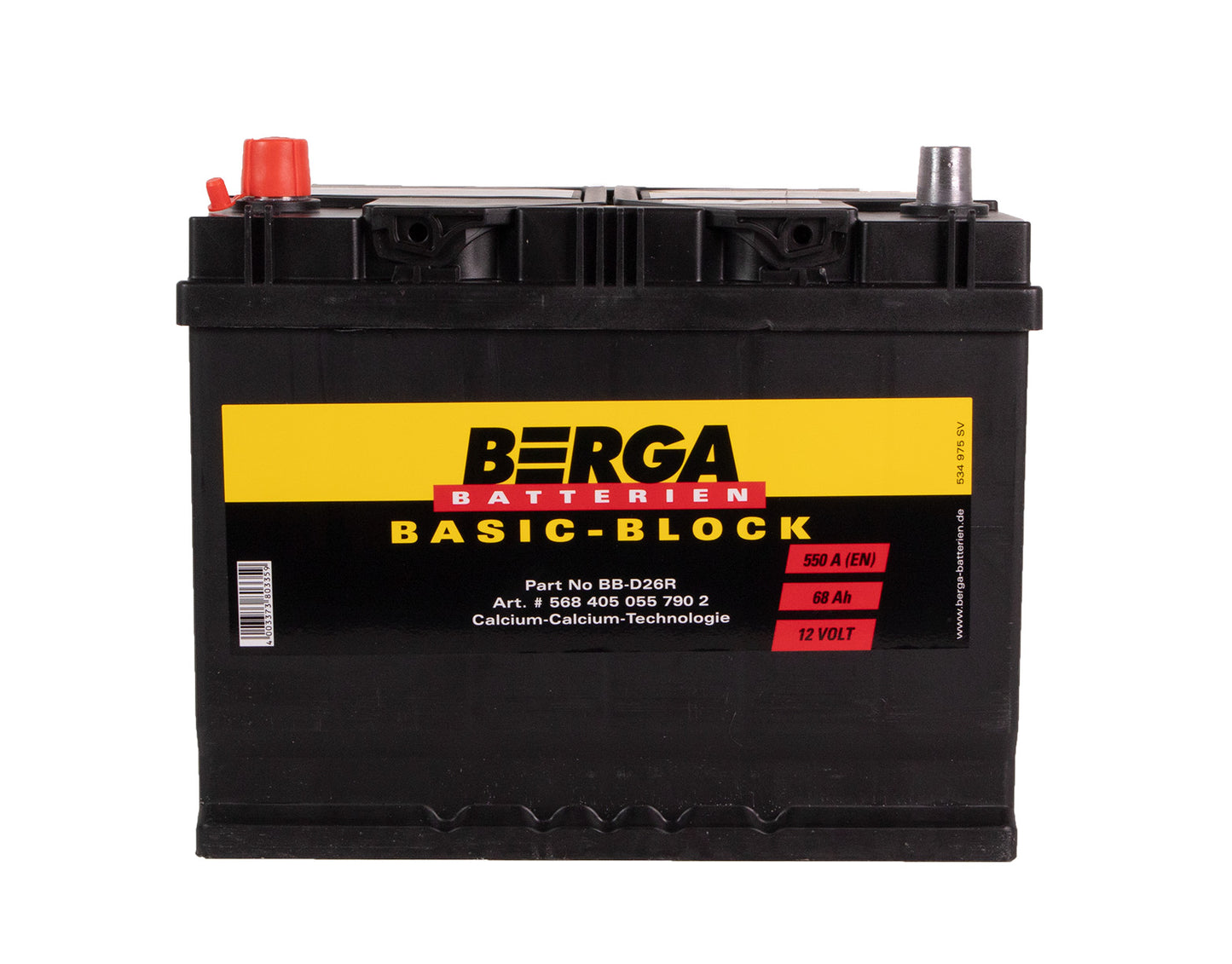 BERGA Basic Block 12V 68AH 550CCA (261/175/220mm)