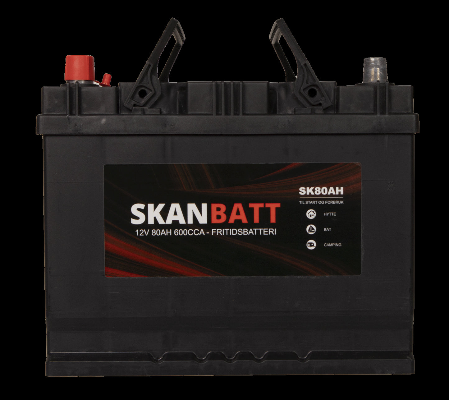 Skanbatt Fritidsbatteri 12V 80Ah 600Cca (256X174X205/225Mm) +Venstre