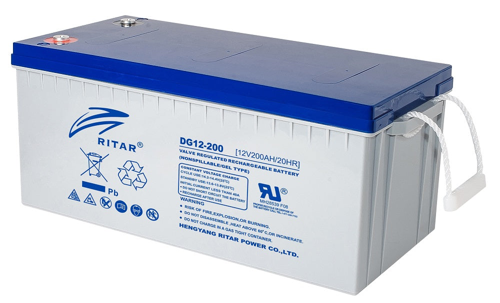 Ritar Gel Deep Cycle Batteri 12V 200Ah (522X240X223Mm) +Høyre