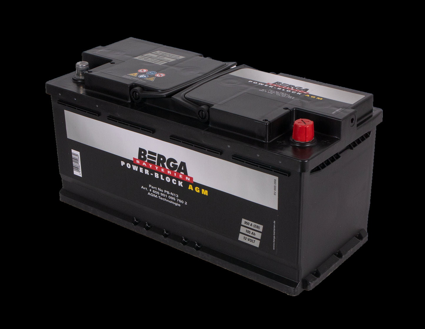 BERGA Power Block AGM 12V 105AH 950CCA (394/175/190mm) - Image 3