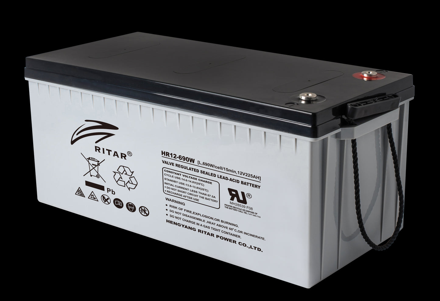 Ritar High Rate Agm Batteri 12V 210Ah C10 (522X240X224) + Høyre