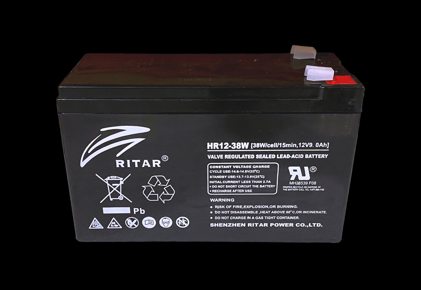RITAR High Rate AGM Batteri 12V 9AH (151x65x93,5mm) F2 - Image 1