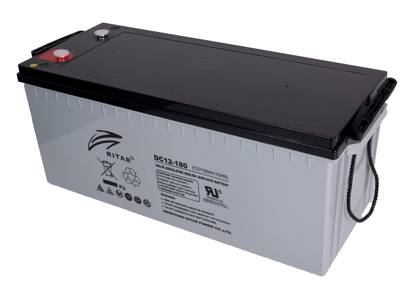 RITAR AGM Deep Cycle Batteri 12V 180AH C10 (530x209x219mm) +høyre - Image 4