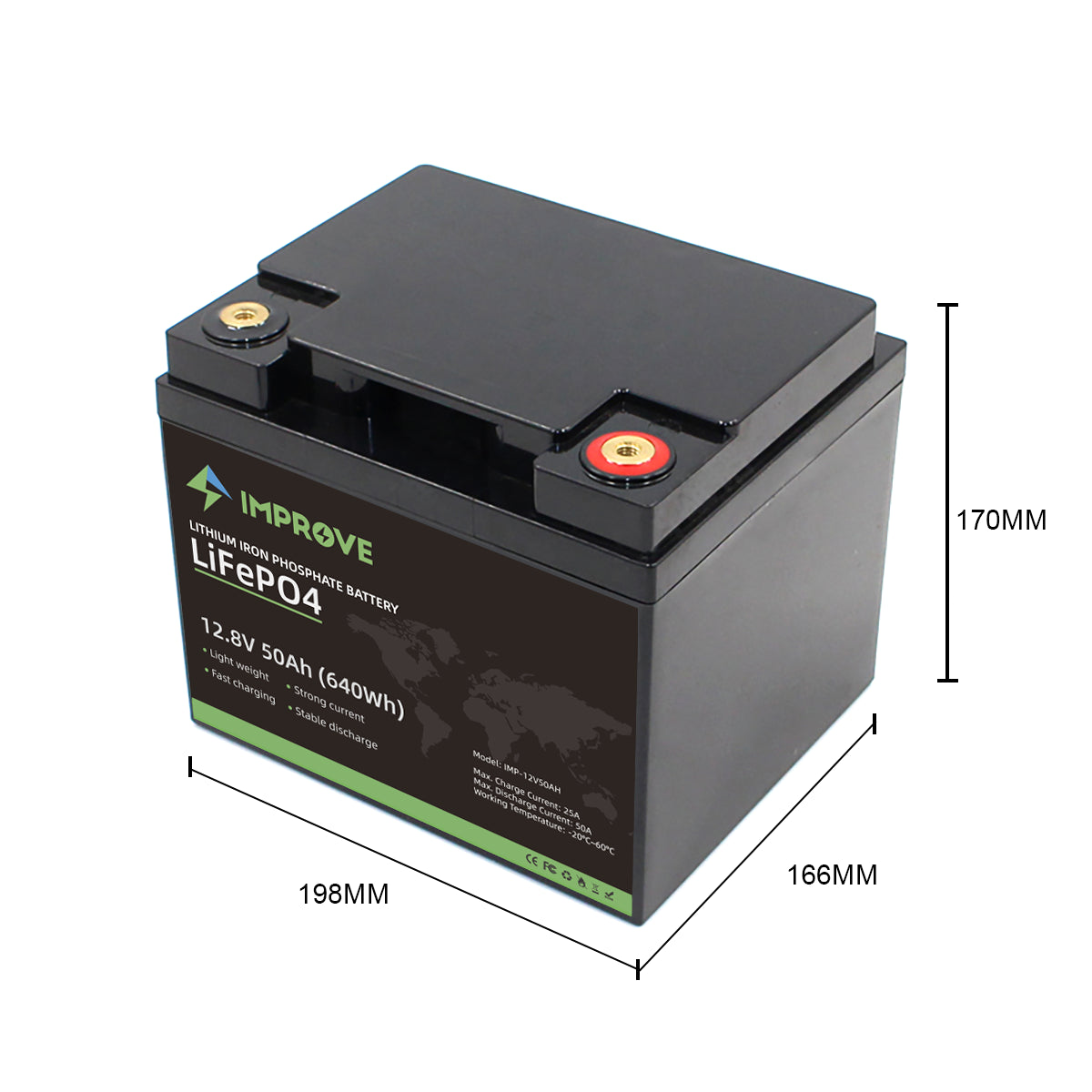 IMPROVE Lithium Batteri 12V 50Ah (LiFePO4) BMS 50A - Image 4