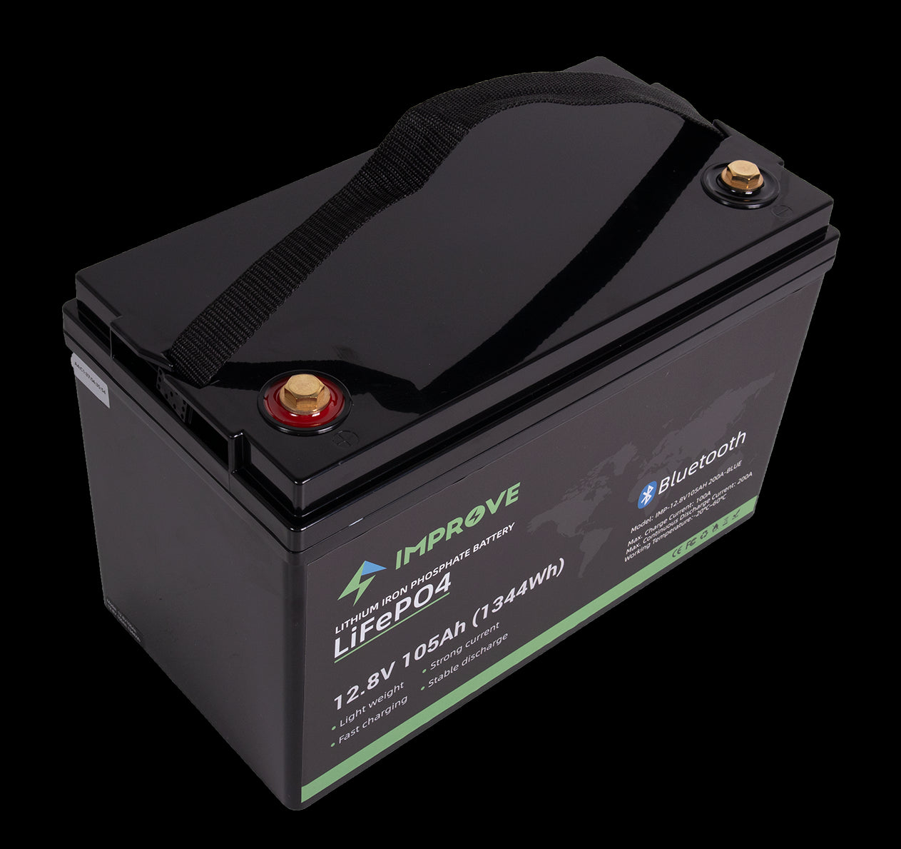 IMPROVE Lithium Batteri 12V 105Ah (LiFePO4) BMS 200A - BLUETOOTH - Image 4