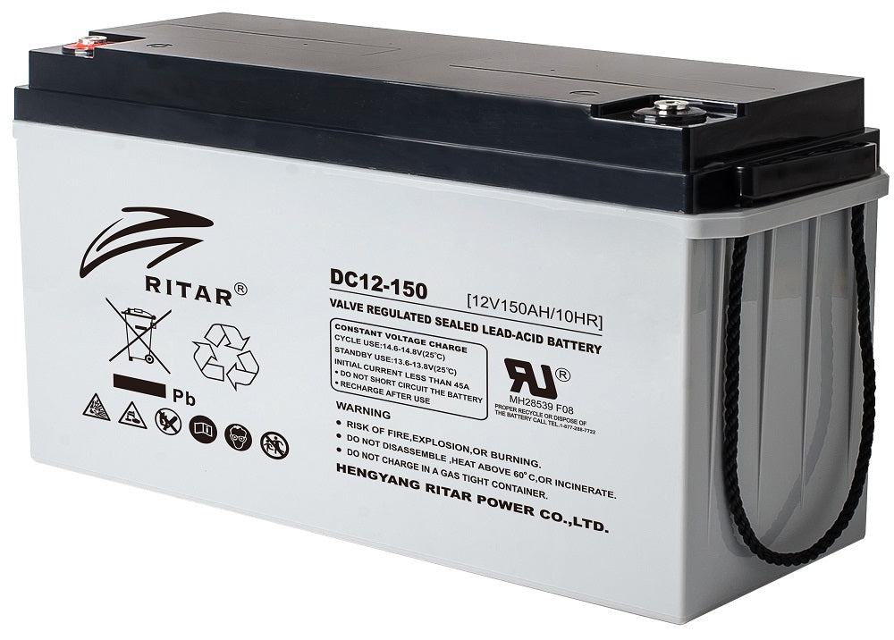 RITAR AGM Deep Cycle Batteri 12V 150AH C10 (483x170x241mm) +venstre - Image 1