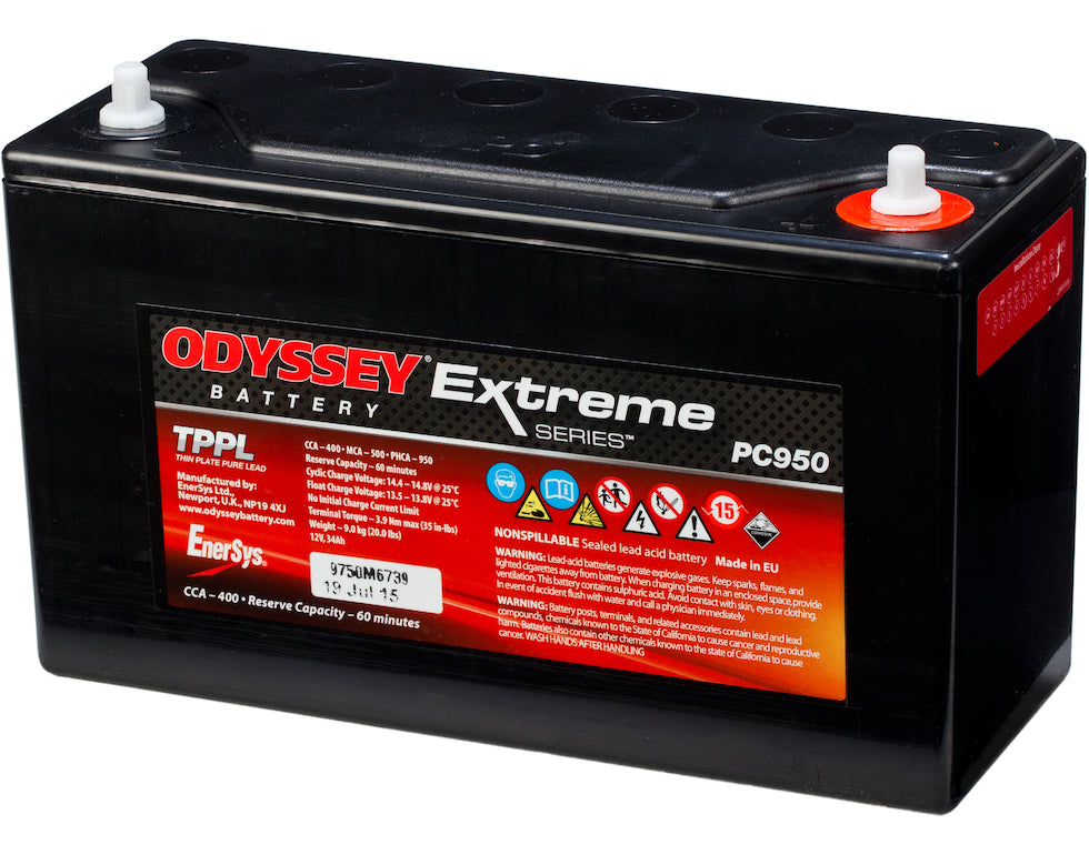 Odyssey Pc950 Agm Batteri 12V 34Ah 400Cca (250X97X156Mm) +Høyre