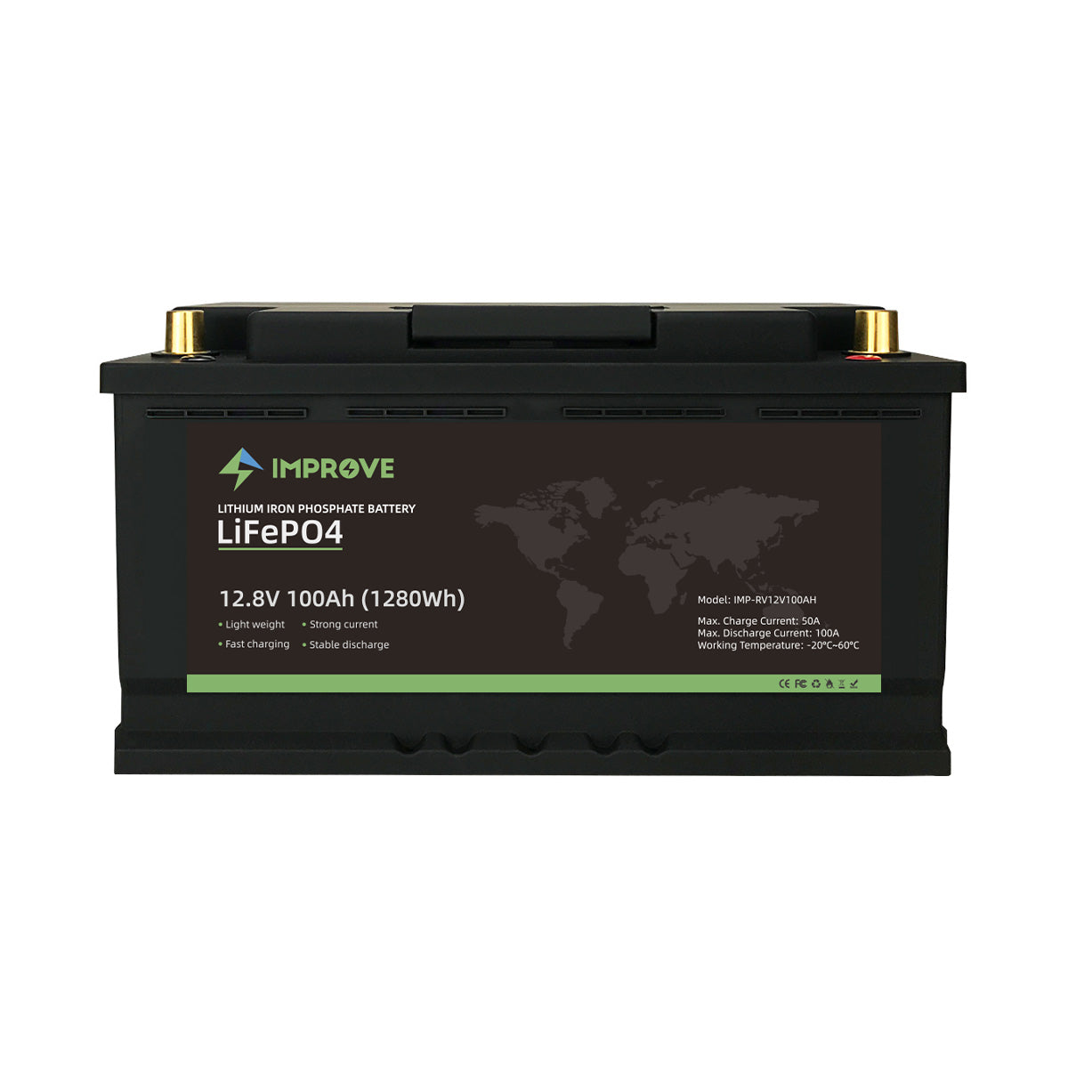 IMPROVE Lithium Batteri 12V 100Ah (LiFePO4) BMS 100A - BOBIL - Image 3
