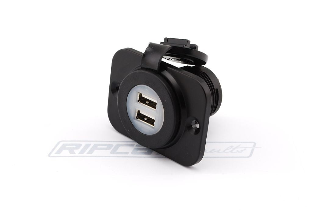 USB Uttak - Dobbel - For innfelling - m/deksel (1251120) - Image 1