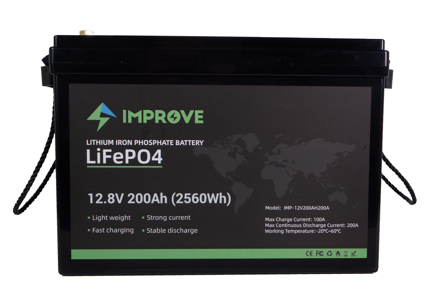 Improve Lithium Batteri 12V 200Ah (Lifepo4) Bms 200A