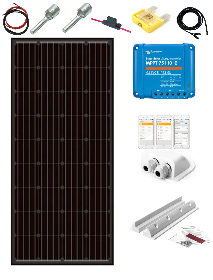 SKANBATT 107x55 - 110W - Slim&Short komplett kit Monopanel med VICTRON BT MPPT - Image 1