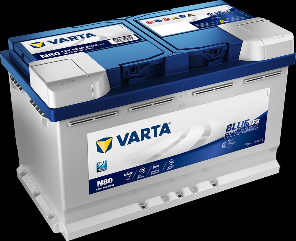 Varta Blue Dynamic Efb Batteri 12V 80Ah 730Cca (315X175X190/190Mm) +Høyre N80