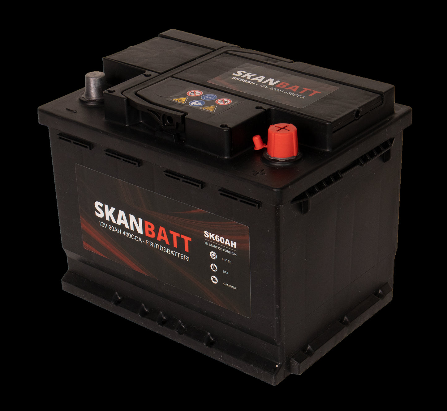 Skanbatt Fritidsbatteri 12V 60Ah 480Cca (242X175X190/190Mm) +Høyre
