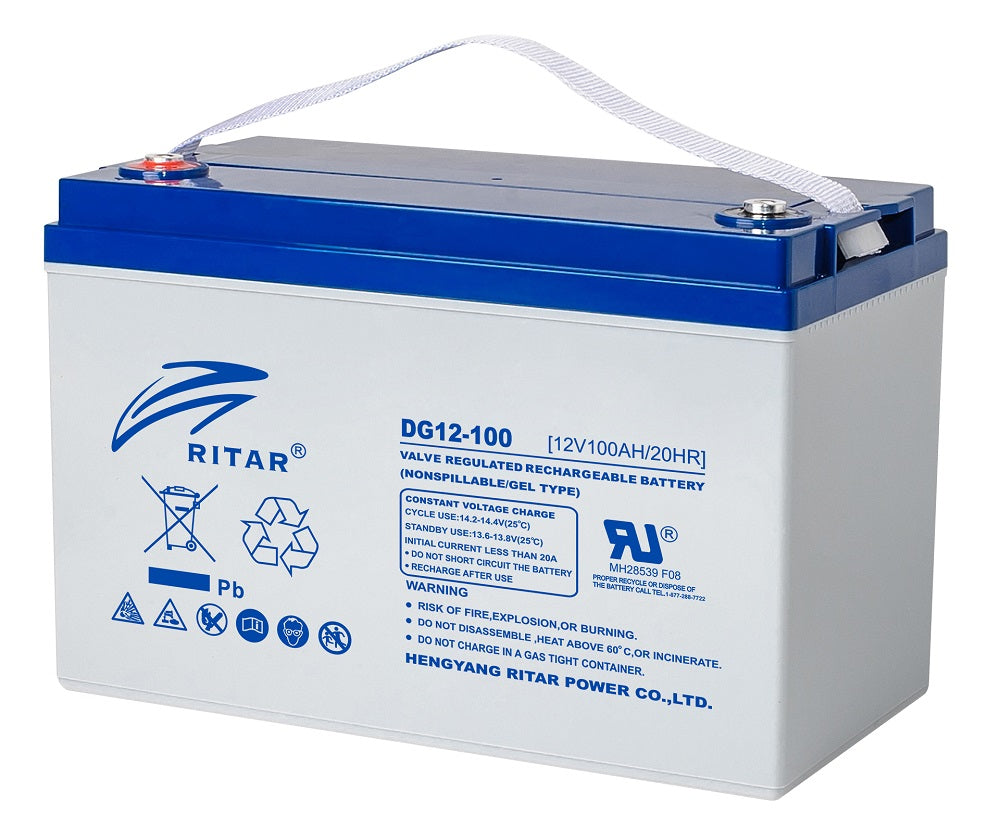 Ritar Gel Deep Cycle Batteri 12V 100Ah (328X169X222Mm) +Venstre