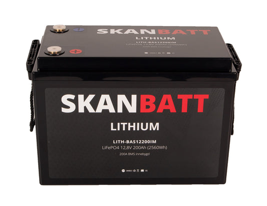 Skanbatt Lithium Batteri 12V 200Ah 200A Bms (345X190X245Mm)