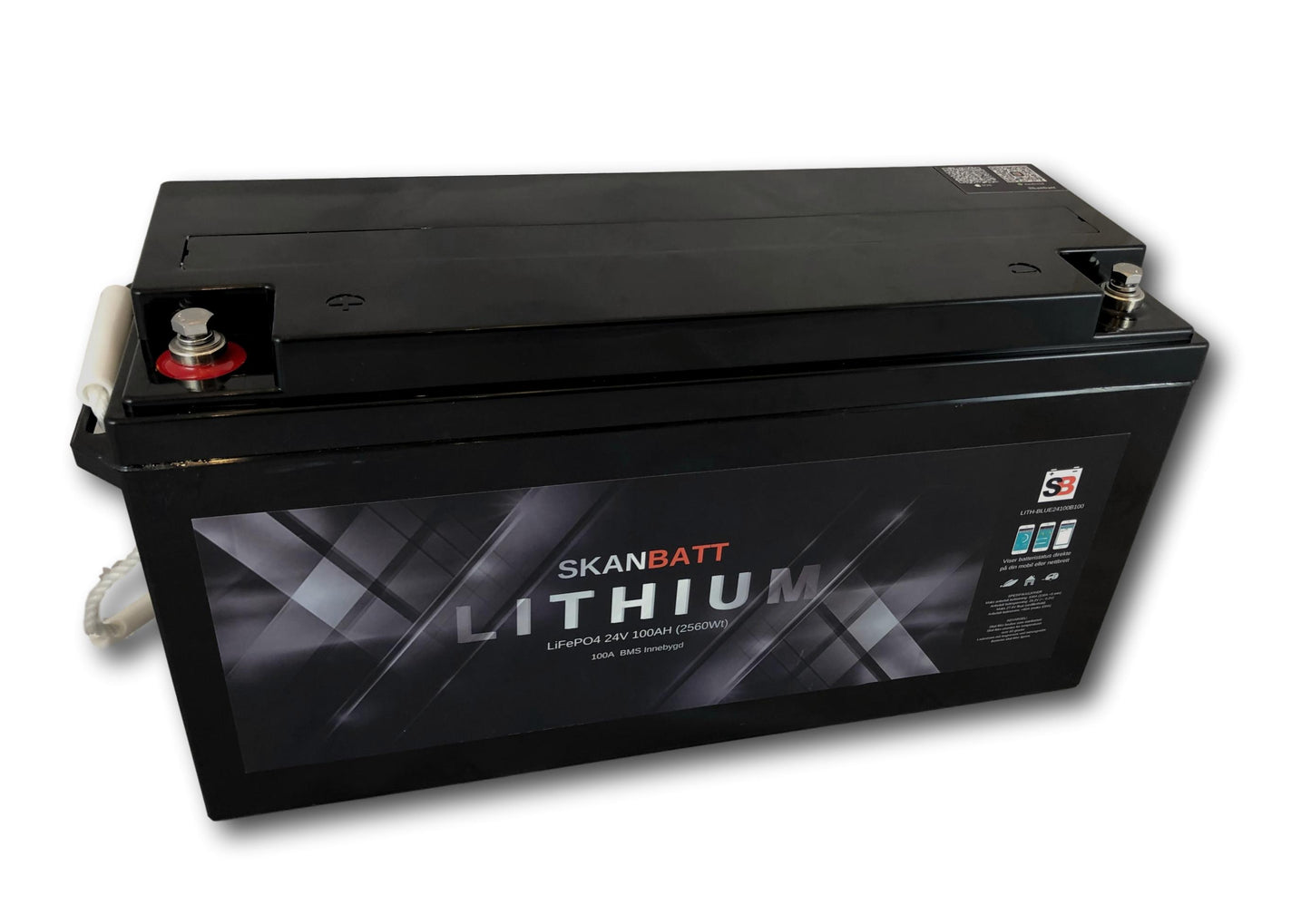 Skanbatt Bluetooth Lithium Batteri 24V 100Ah 100A Bms