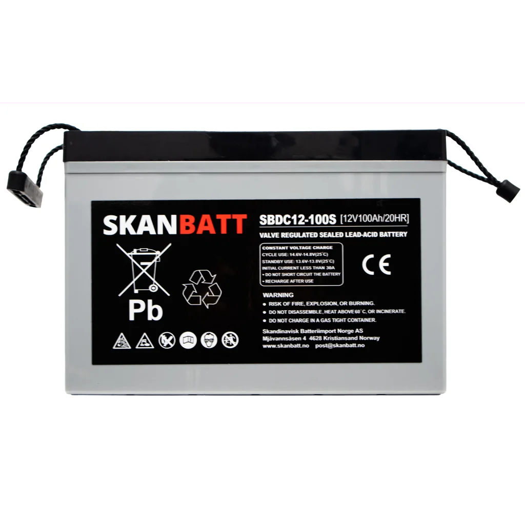 SKANBATT AGM Deep Cycle Batteri 12V 100AH (307x169x211mm) +venstre