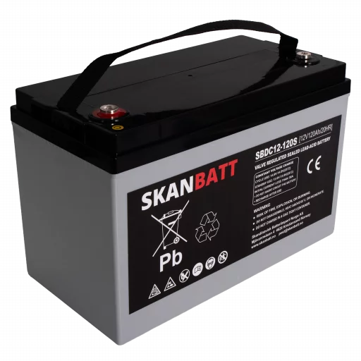 SKANBATT AGM Deep Cycle Batteri 12V 120AH C10 (328x172x222mm) +venstre