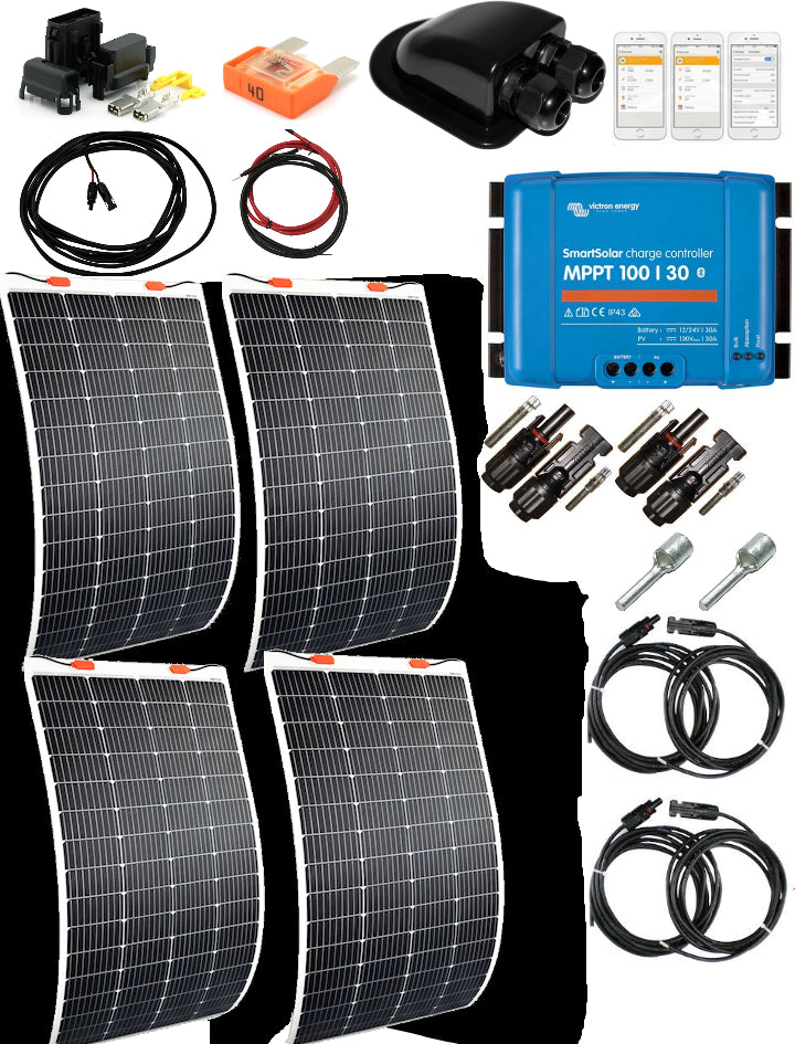 SKANBATT 107x54 - 440w (4x110W) - Flexi komplett kit med VICTRON BT MPPT - Image 1