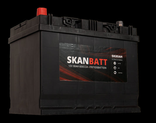 Skanbatt Fritidsbatteri 12V 80Ah 600Cca (256X174X205/225Mm) +Venstre