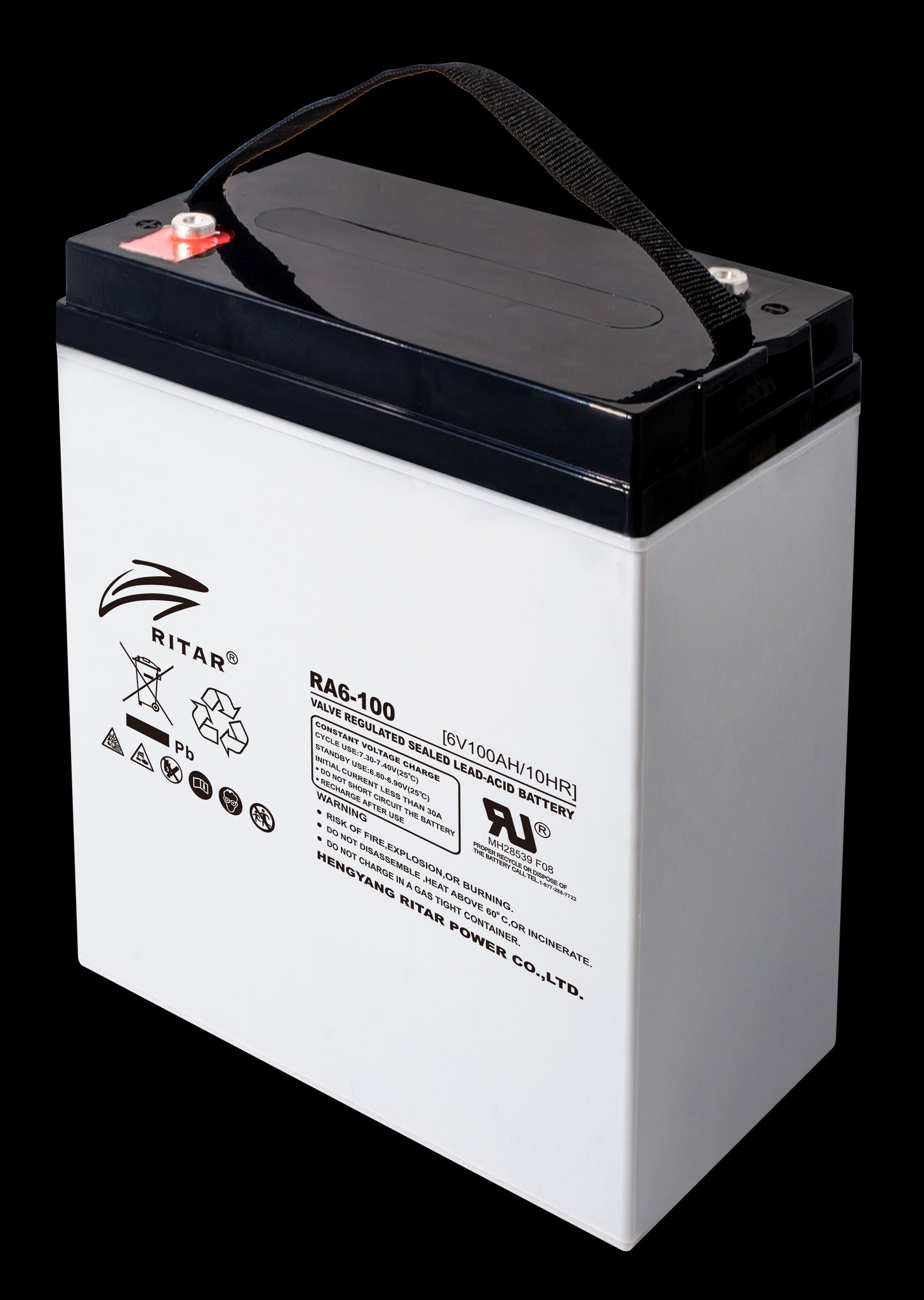 Ritar Agm Deep Cycle Batteri 6V 100Ah (194X170X205Mm) +Diagonalt