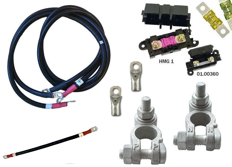 Vanlife Batteritilkoblingspakke 50Mm2 1,4M, Polsko, 150A Mega, 1 Pr Batteri