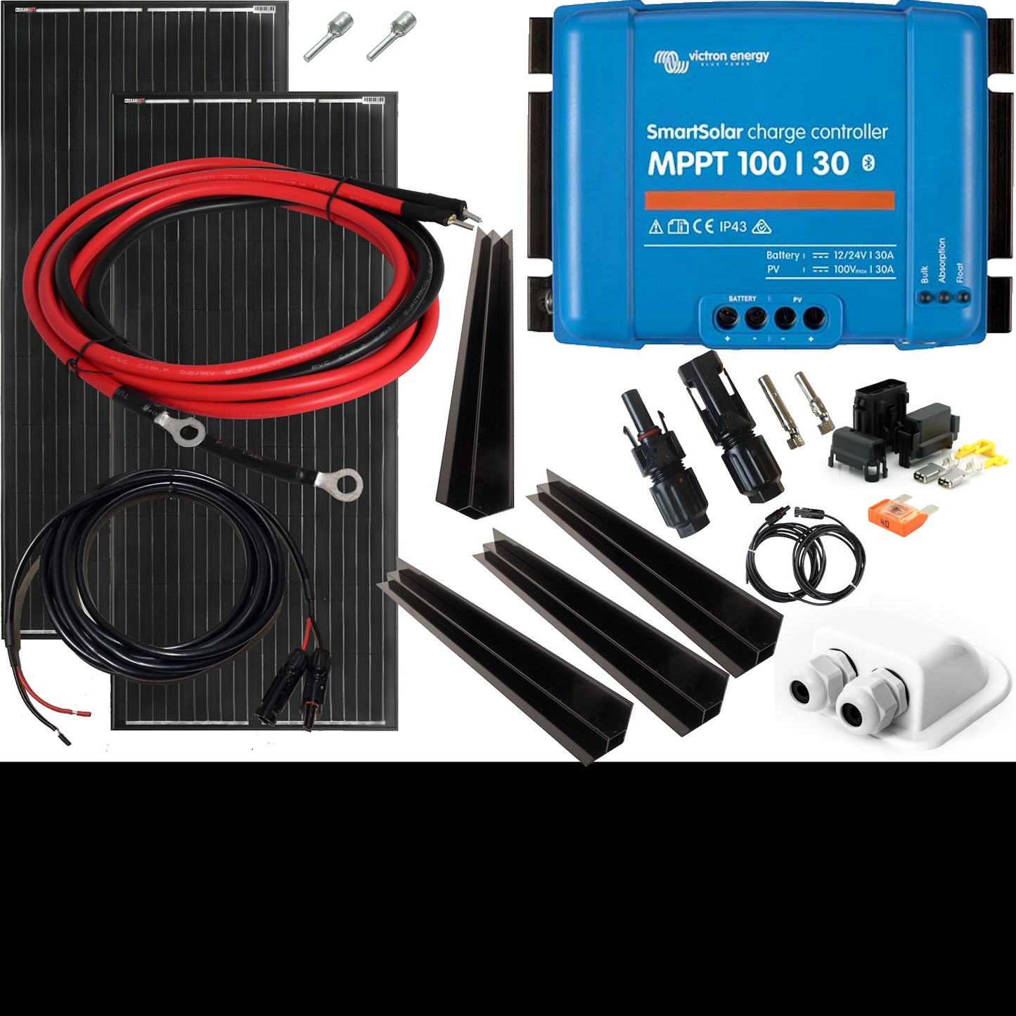 Skanbatt 2X 150X68 - 400W Mono Perc 2X200W Black Komplett Kit Med Victron 30A Bt Mppt
