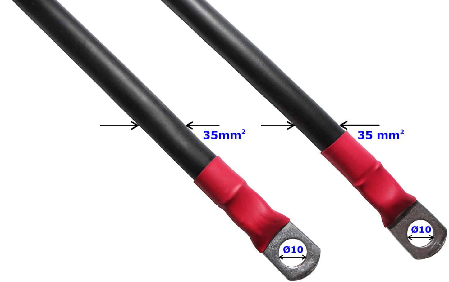 Batterikabel 35Mm2 - 500Mm - 10Mm Kabelsko - Myk Kvalitet