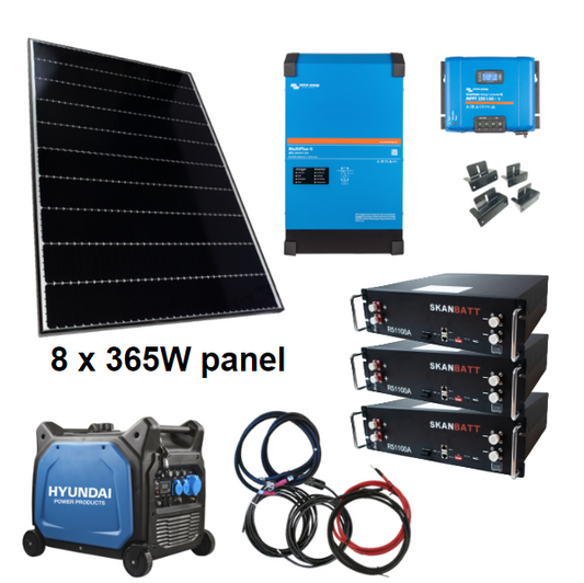 Skanbatt / Victron Kraftpakke 230V 8000Va - 2680W (8X335W) Solceller - Med Lithium Batterier Og Hyundai shown in product view