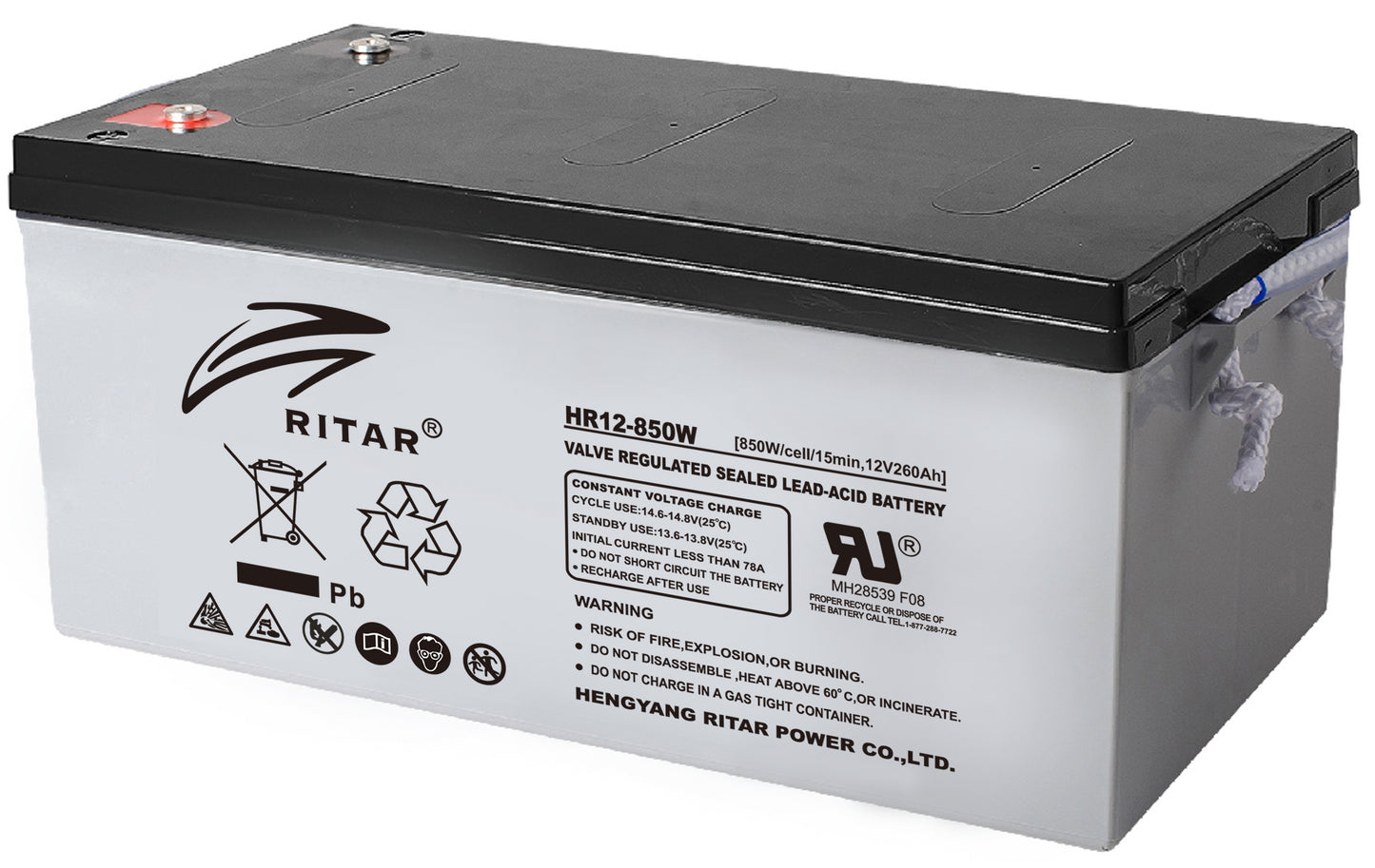 RITAR High Rate AGM Batteri 12V 260AH (521x268x225) M8 - Image 1