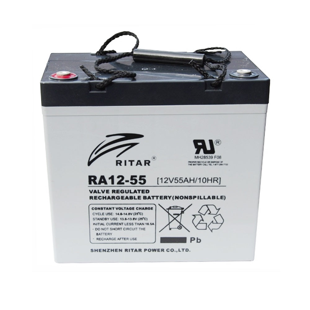 RITAR AGM Deep Cycle Batteri 12V 55AH (229x138x216mm) +venstre - Image 1